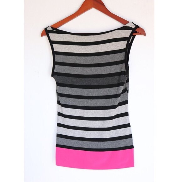 Joseph Ribkoff Women's Size 6 S Gray Pink Black Twin Set Striped Jacket & Cami - Picture 4 of 5